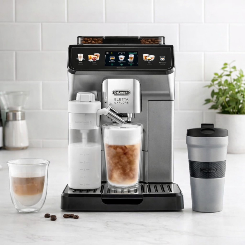 De’Longhi Eletta Explore fully automatic espresso machine with milk frother and iced coffee