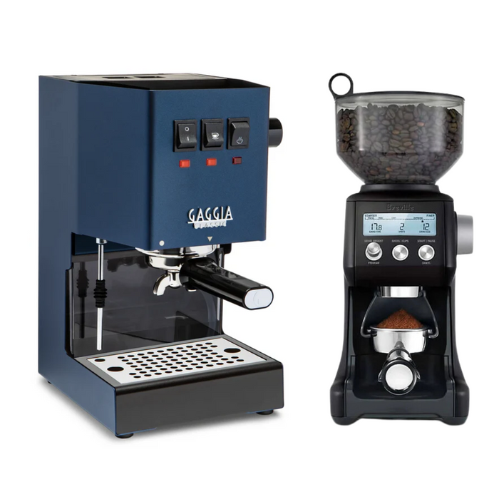 Gaggia Classic Evo Pro Classic Blue & Breville Smart Grinder Pro Combo