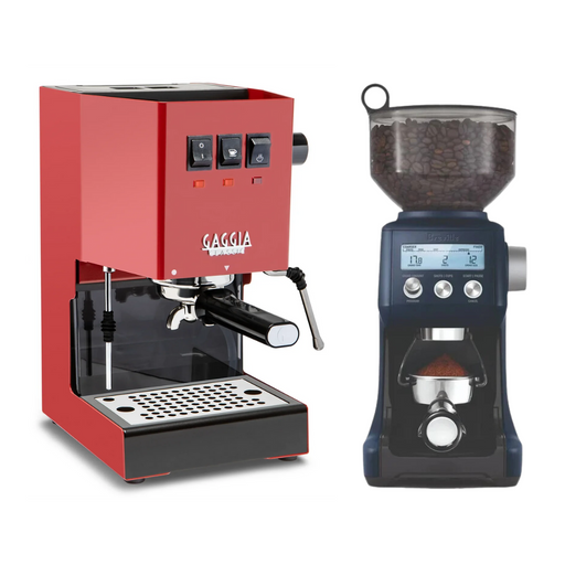 Gaggia Classic E24 Cherry Red & Breville Smart Grinder Pro Combo