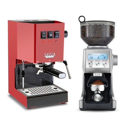 Gaggia Classic E24 Cherry Red & Breville Smart Grinder Pro Combo