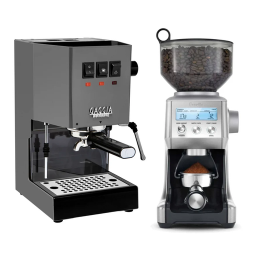 Gaggia Classic E24 Industrial Grey & Breville Smart Grinder Pro Combo