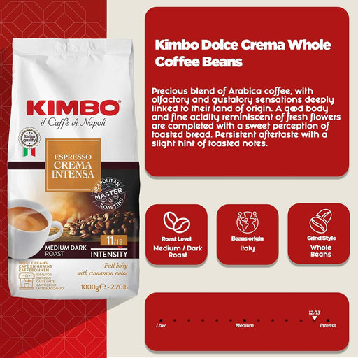 Kimbo Crema Intenso 1kg Beans Case (6X1kg)