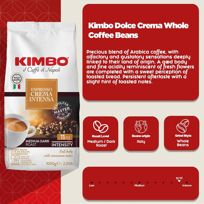 Kimbo Crema Intenso 1kg Beans Case (6X1kg)