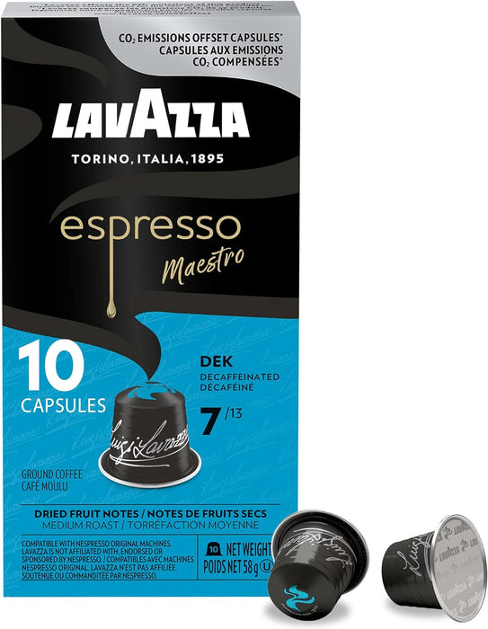 Lavazza Espresso Maestro Decaf Medium Roast Coffee Capsules - 10 Pods [Nespresso Original Compatible Capsules]