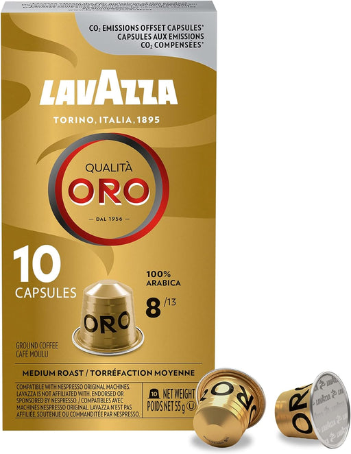 Lavazza Espresso Qualita Oro Medium Roast Coffee Capsules - 10 Pods [Nespresso Original Compatible Capsules]