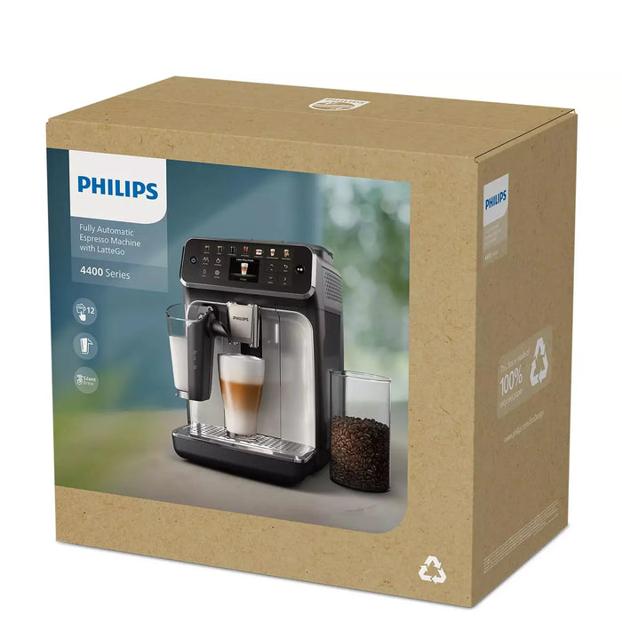 Philips 4400 Series Fully Automatic Espresso Machine w/ LatteGo & Iced Coffee - EP4447/90