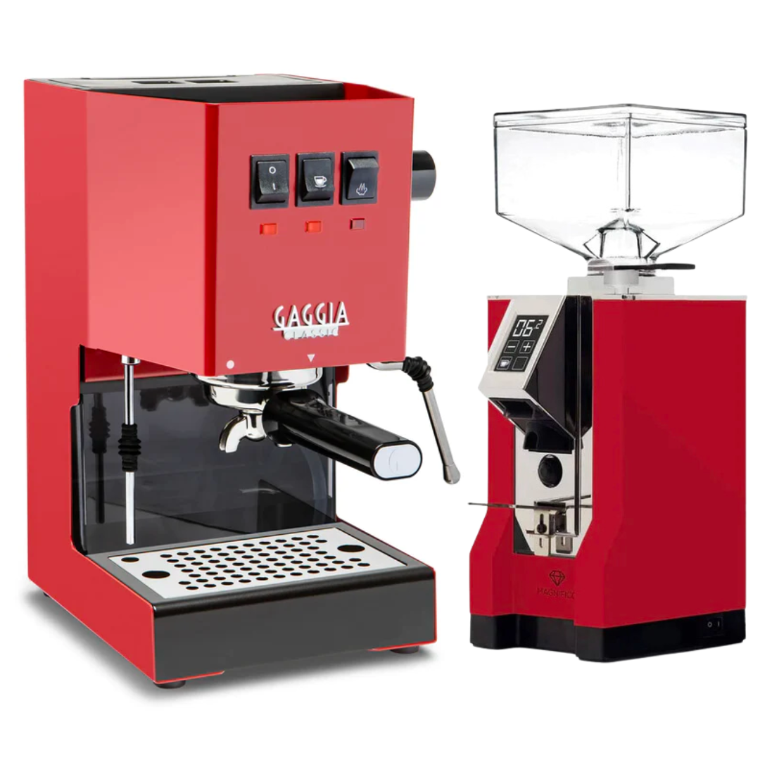 Buy Gaggia Classic Evo Pro Cherry Red and Eureka Mignon Magnifico Red