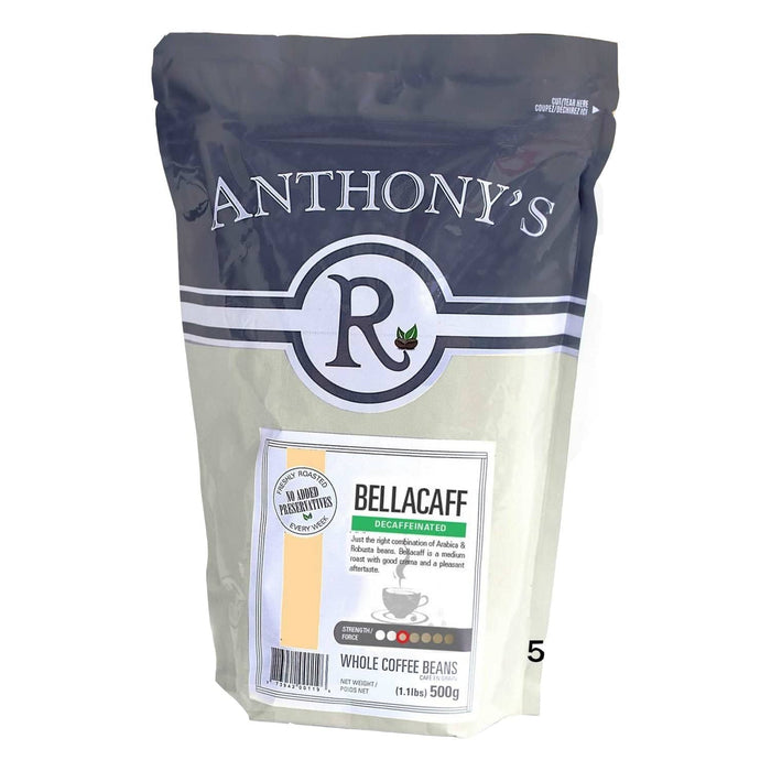 Anthony's Bellacaff DECAF Whole Beans - 500g - Anthony's Espresso