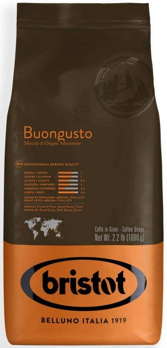 Bristot Buongusto Medium Blend Coffee Beans - 1kg - Anthony's Espresso