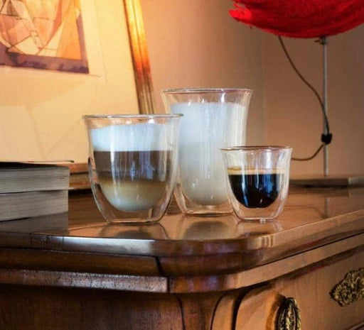 De'Longhi Fancy Glass Collection 2 Espresso, 2 Cappuccino, 2 Latte Macchiato Glasses