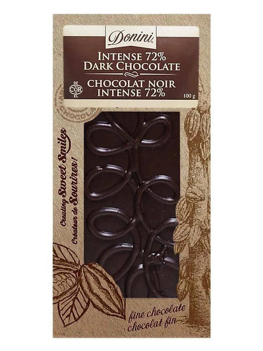 Donini 72% Intense Dark Chocolate 100g - Anthony's Espresso