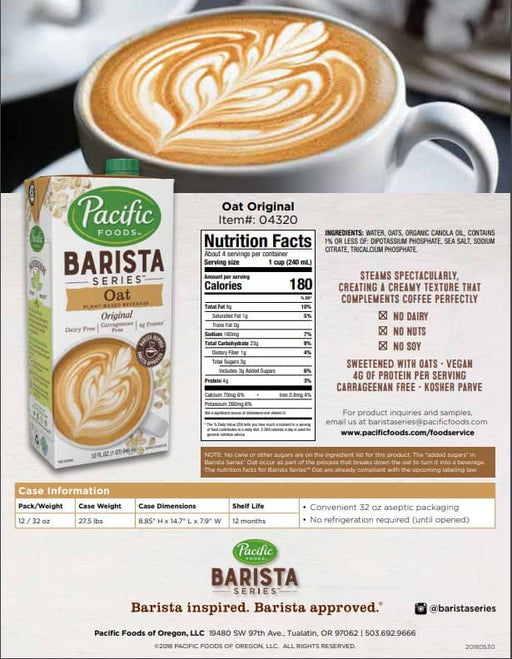 Pacific Foods Barista Oat Milk 32 oz