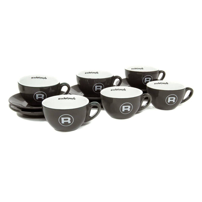 Rocket Espresso 6 Piece espresso Cup And Saucer Set - Grey - Anthony's Espresso
